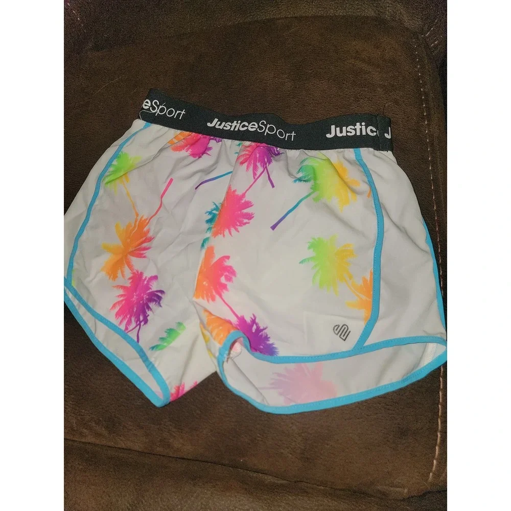 Justice sport palm trees‎ tank bra and shorts size 7 8 active wear